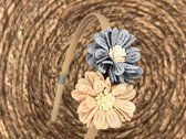 Diadeem blossem - bloemen - flower - khaki kleur diadeem - khaki/grijs