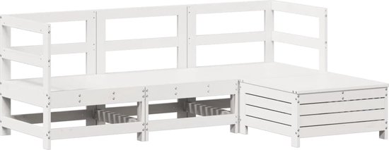 vidaXL - 4-delige - Loungeset - massief - grenenhout - wit