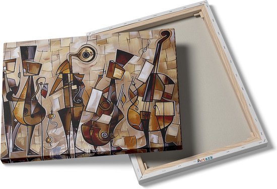 Artaza Canvas Schilderij Groep Muzikanten - 40x30 cm - Klein - Wanddecoratie Woonkamer - Schilderijen - Muurdecoratie