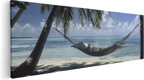 Artaza Canvas Schilderij Hangmat op een Strand - 120x40 - Wanddecoratie - Foto Op Canvas - Canvas Print