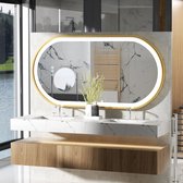 Badkamerspiegel - Badkamer spiegel - Badkamerspiegel met led verlichting - Ovaal - 48x24 Inch - Goud - Spiegel met licht - Spiegels