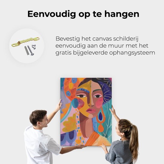 Artaza Peinture sur toile représentant une femme dans un turban coloré - 90 x 120 - Décoration murale - Photo sur toile - Impression sur toile