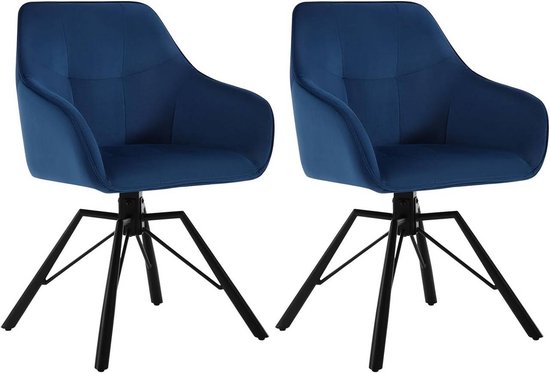 Rootz draaibare eetkamerstoel - draaistoel - fluwelen bureaustoel - ergonomisch ontwerp - comfortabele zit - duurzaam frame - 58,5 cm x 82,5 cm x 54,5 cm