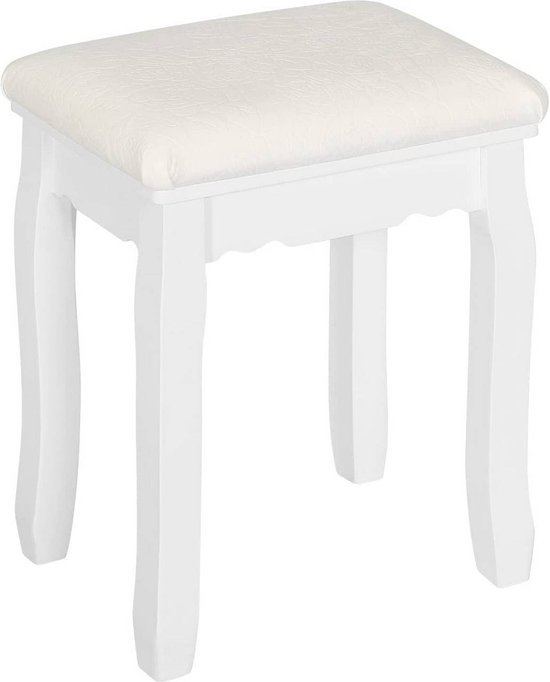 Rootz Elegante Witte Make-upkruk - Vanity Seat - Kapstoel - Comfortabele fluwelen hoes - Veelzijdig gebruik - Duurzame constructie - 38 cm x 45 cm x 28,5 cm