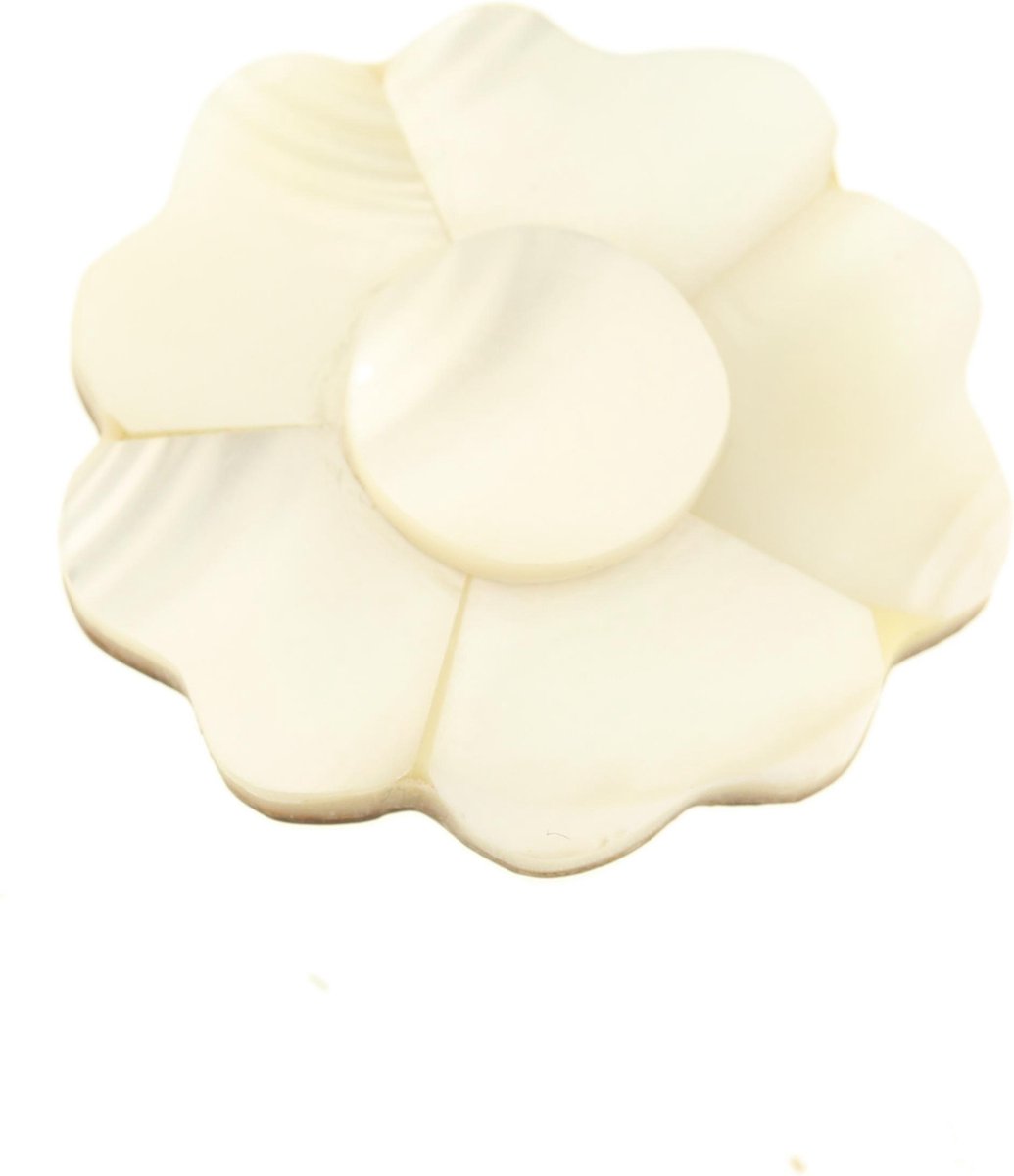 Behave® Broche bloem van parelmoer schelp wit beige 3,3 cm