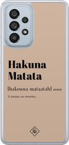 Casimoda® hoesje - Geschikt voor Samsung Galaxy A53 - Hakuna Matata - 2-in-1 case - Schokbestendig - Tekst - Verhoogde randen - Bruin/beige, Transparant