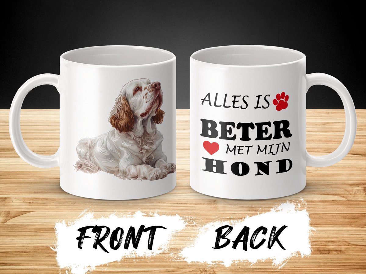 Mok Clumber Spaniel Alles is beter met mijn hond - dog - doglover