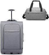 Softcase Cabin Trolley Koffer met handbagage tas, lichtgewicht reiskoffer met 2 wielen Kleine koffer voor vliegtuig