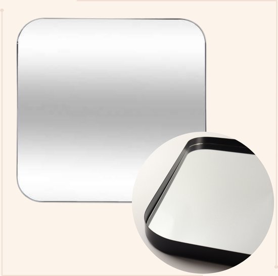 MISOU Wandspiegel - Vierkante - Spiegel - Zwart - 55x3x55cm - Metaal