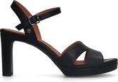 No Stress - Dames - Zwarte leren sandalen met hak - Maat 40