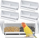 Set van 4 vogelvoerbakken, plastic vogelbak, vogelkooi, hangende vogelvoederbak voor het vasthouden van fruit, groenten, inktvis, botten voor vogels, papegaaien, wit