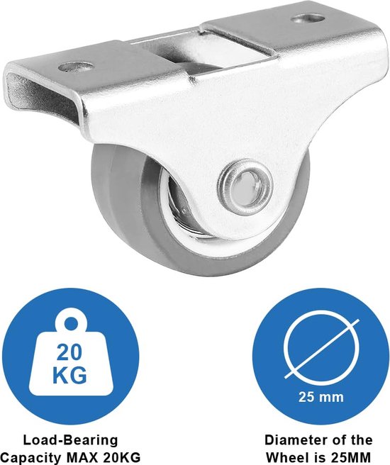 Bokwiel kunststof met plaatbevestiging 25 mm max. 40 kg kopen? Wielen
