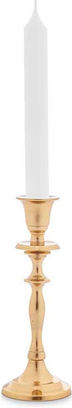 Giftdecor Kaarsen kandelaar van decoratief metaal - voor dinerkaarsen - goud - D8 x H20 cm