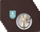 Luxify Lerderlook Placemats - Dubbelzijdig - Placemat voor op tafel - 45 x 30 cm - Onderlegger - 6 Stuks - Bruin