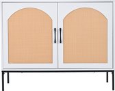 Sweiko Wijnstokkast, modieuze woonkamer kast voor multifunctionele opslag, met metalen handvatten en metalen frame poten, grootte: B100/H80/T39 cm,Wit