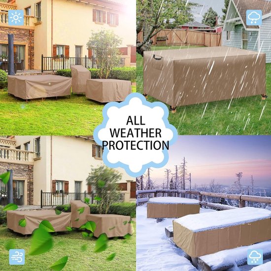 Housse Table De Jardin 242×162×100cm - Bâche Protection Extérieure 420D Oxford Imperméable Coupe-Vent