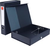 Schwarz Aktenboxen A4, 2 Stück, 68 mm Rücken, A4 Archivboxen mit Verschlussfeder, Ringzug und Verschluss, A4 Dokumentenbox aus Kunststoff für Büro, Schule oder Archivraum