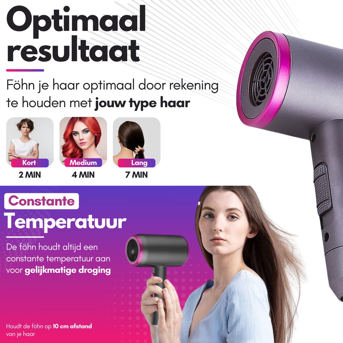 Modito Haardroger - Föhn Met Diffuser - Ionische haardroger - afbeelding 2