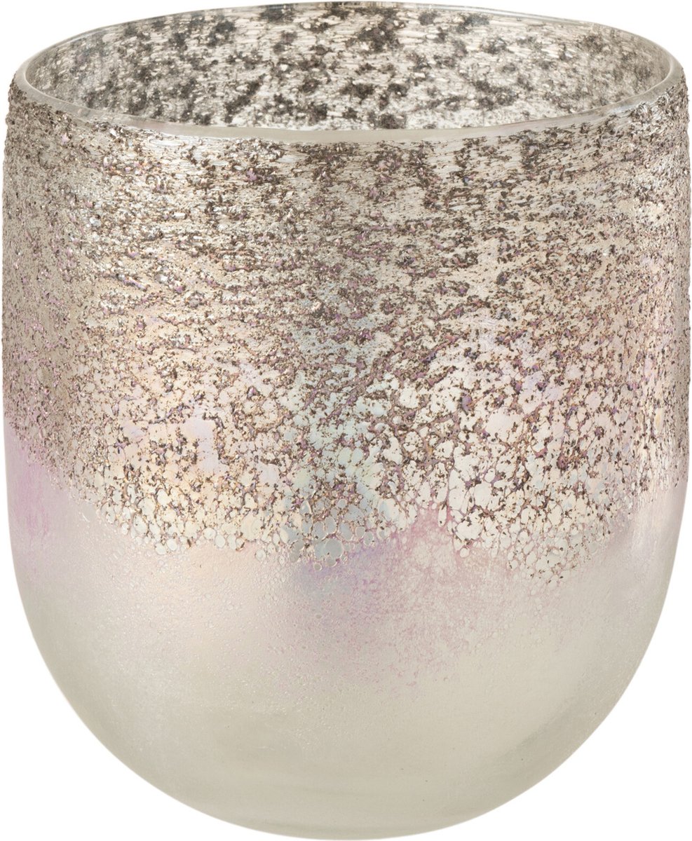 J-Line windlicht Milano - glas - grijs/roze - large