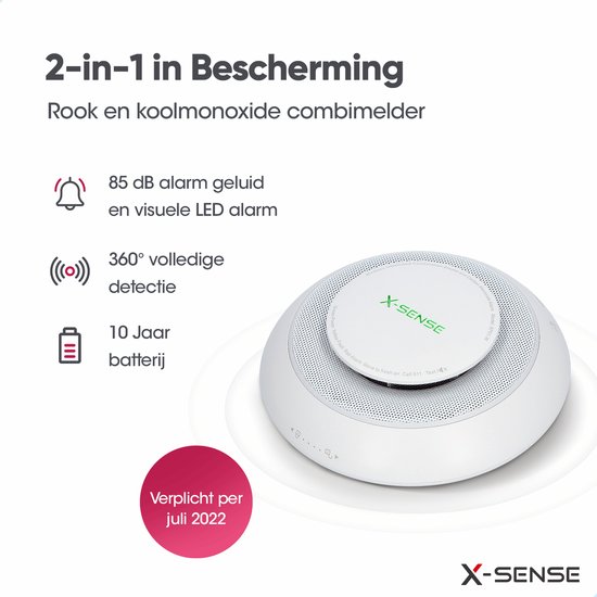X Sense XP0A IR Gecombineerde Rook En Koolmonoxidemelder Met Spraakherkenning Een Dikte Van Slechts 3 Cm Verpakking 2 Stuks 2726388245