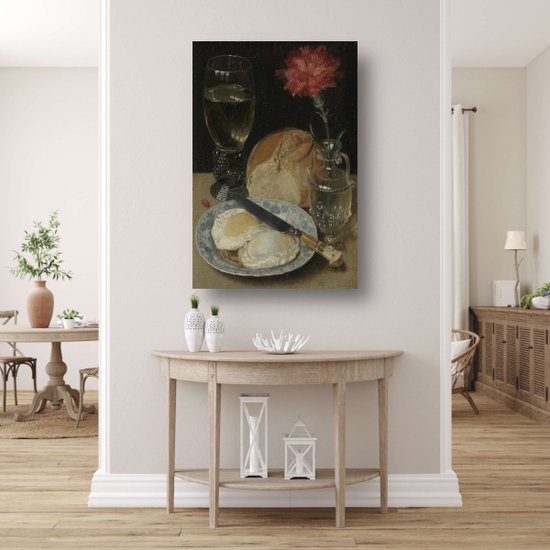 Nature morte aux œufs au plat - Décoration murale Georg Flegel - Décoration murale alimentaire - Peinture sur toile Maîtres anciens - Décoration murale champêtre - Peintures sur toile - Oeuvre 75x100 cm