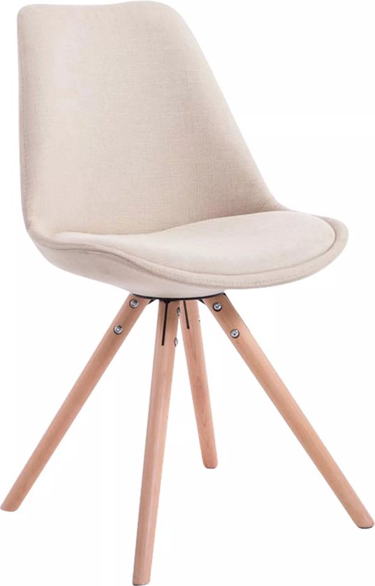 In And OutdoorMatch Bezoekersstoel Eulah - Creme stoffen stoel - Set van 1 - Met rugleuning - Vergaderstoel - Zithoogte 45cm