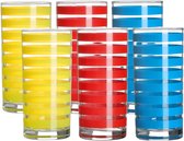 Urban Living Drinkglazen Colorama - 6x - rood/geel/blauw - glas - 295 ml - gekleurd mix