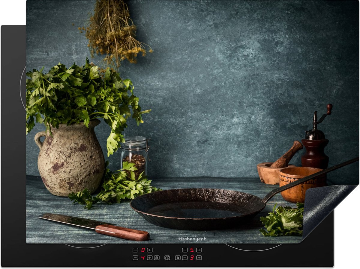 KitchenYeah® Inductie beschermer 70x55 cm - Kruiden - Stilleven - Specerijen - Afdekplaat voor kookplaat - Inductieplaat mat - Beschermingsmat - Beschermplaat - Keuken bescherm decoratie - Afdek kookplaten