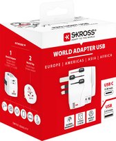 Skross - World Travel Adapter with Ground Plugs (no Swiss & Italy) + 1 USB + 1 Type C Slot + World Top Input