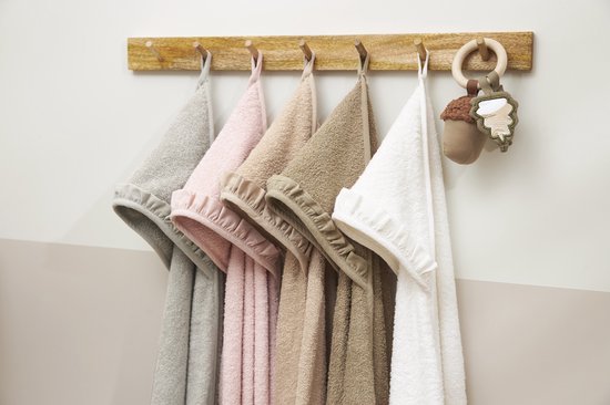 Meyco Baby Ruffle badcape - badstof - taupe - 80x80cm van Meyco — afbeelding 5