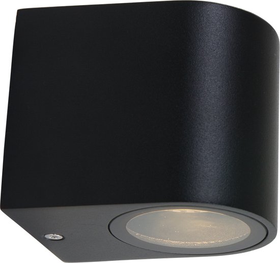 Buitenlamp rond downlight | 1 lichts | zwart | glas / kunststof / metaal | 24 x 8 x 9 cm | modern design