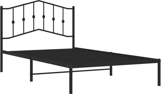 vidaXL - Bedframe - met - hoofdbord - metaal - zwart - 100x200 - cm