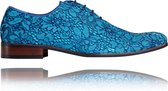 Blue Wonder - Maat 41 - Lureaux - Kleurrijke Schoenen Voor Heren - Veterschoenen Met Print