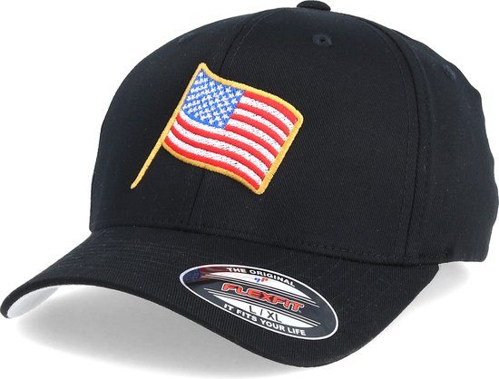 Hatstore- Stars And Stripes USA Black Flexfit - Iconic Cap