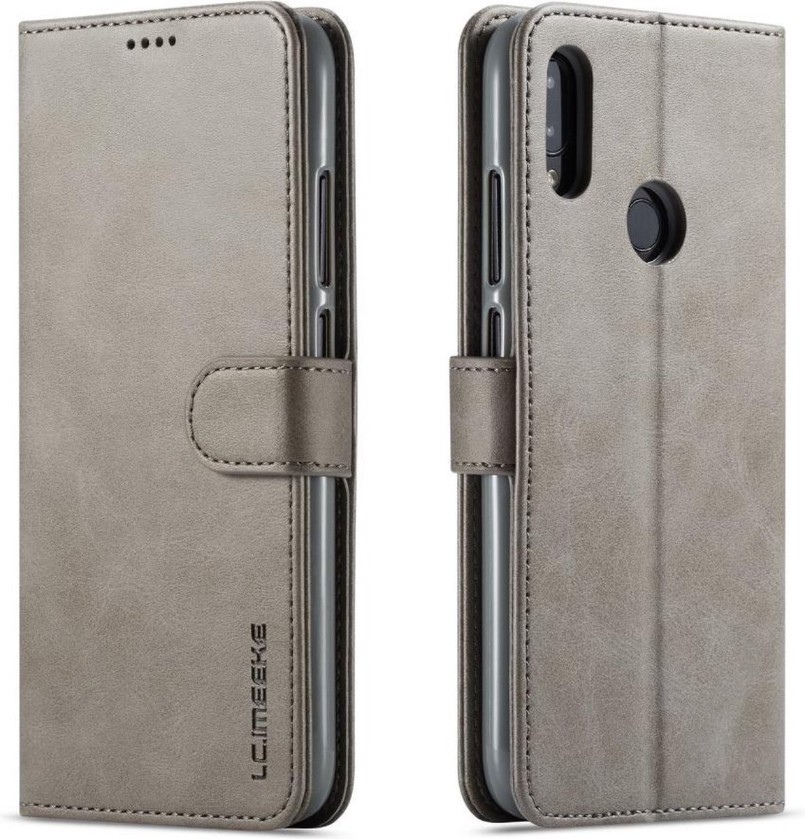 LC.IMEEKE Luxe Book Case - Geschikt voor Xiaomi Redmi Note 7 Hoesje - Grijs