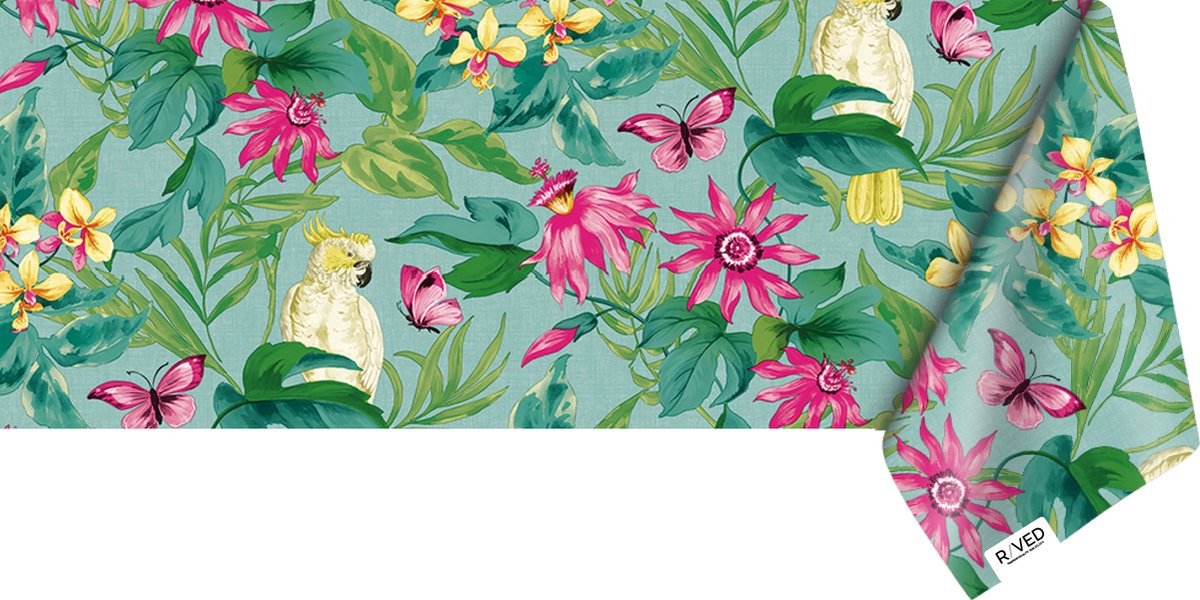 Raved Tafelzeil 140x270 cm - Jungle Roze - PVC - Afwasbaar - Binnen/Buiten