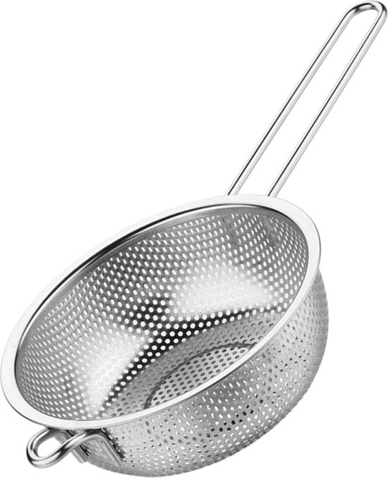 Groentezeef Kitchen Sieve Strainer Fry Fry Mand zeef met handvat, keukenzeef, metalen zeef met handvat, fijn mesh, roestvrij staal, mesh gootsteen, groenteafvoer