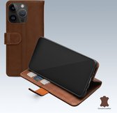 Mobilize Telefoonhoesje geschikt voor Apple iPhone 14 Pro Hoesje Echt Leer | Mobilize Wallet Bookcase Portemonnee | Pasjeshouder voor 3 Pasjes | Telefoonhoesje voor Pinpas / OV Kaart / Rijbewijs - Bruin