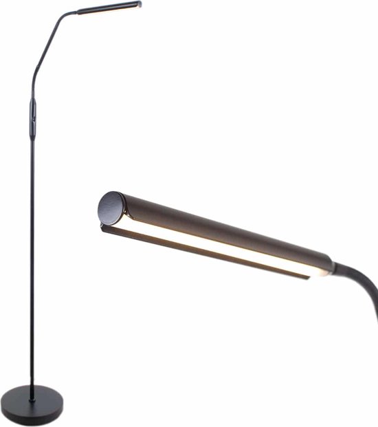 Staande leeslamp Murcia | 1 lichts | zwart | metaal | 145 cm hoog | Ø 24 cm voet | staande lamp / vloerlamp | modern design