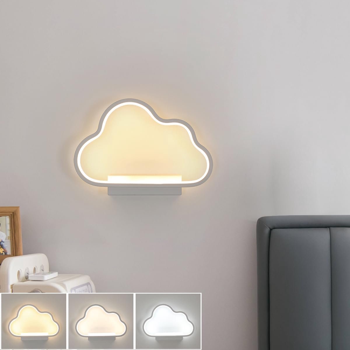 Goeco wandlamp - 28cm - Medium - LED - 20W - RGB - 3000K/4500K/6500K - acrylwolkvormige wandlamp - voor kinderslaapkamer, woonkamer, hal