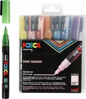 Krijtstift - Chalkmarker - Universele Marker - Uni Posca Marker - Glitter Kleuren - PC-3M - 0,9mm - 1,3mm - 8 stuks