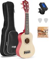 Ukelele set - MAX UKEY - 21 inch Ukulele van hout - Kindergitaar en gitaar voor volwassenen - incl. Ukelele tas, plectrums en stemapparaat - Naturel