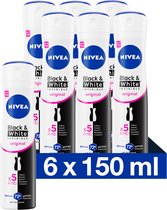 Déodorant NIVEA Invisible Black & White Clear Deodorant Spray - 6 x 150 ml - Pack économique