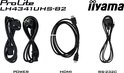 Kabels voor Iiyama ProLite LH4341UHS-B2: netsnoer, HDMI-kabel en RS-232C-kabel.