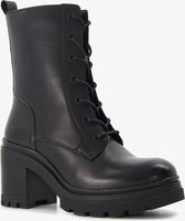 Harper leren dames veterboots met hak zwart - Maat 38