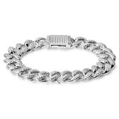 Nicos | 12 mm Zilverkleurige Cubaanse Schakelarmband met Zirkonia