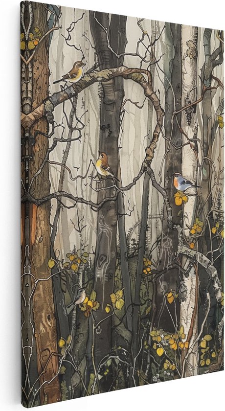 Artaza Canvas Schilderij Kunstwerk van Vogels in een Bosrijke Omgeving - 20x30 - Klein - Foto Op Canvas - Canvas Print