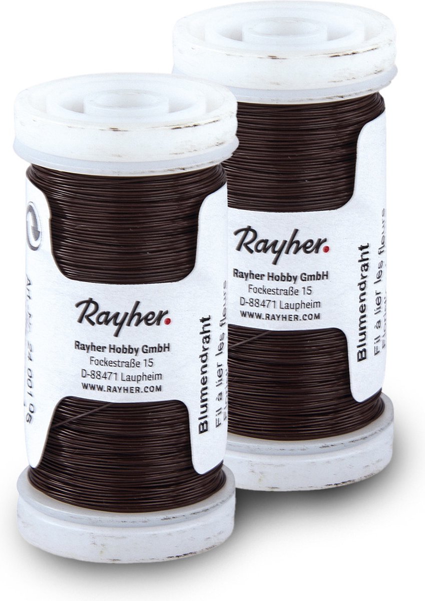 Rayher Bloemendraad of ijzerdraad - 2x - bruin - 0.35 mm dik - 100 meter snoer - metaaldraad - bindmaterialen