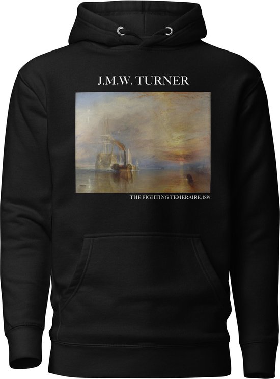 J.M.W. Turner 'De vechtende Temeraire' ("The Fighting Temeraire") Beroemd Schilderij Hoodie | Unisex Premium Kunst Hoodie | Zwart | S