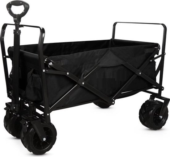 Yar Bolderkar - Inklapbare Bolderwagen/Transportwagen - Opvouwbaar - 80KG Draagkracht - Inklapbare Bolderwagen/Transportwagen - 2 Standen - Wasbaar Polyester - 98x53cm - Zwart